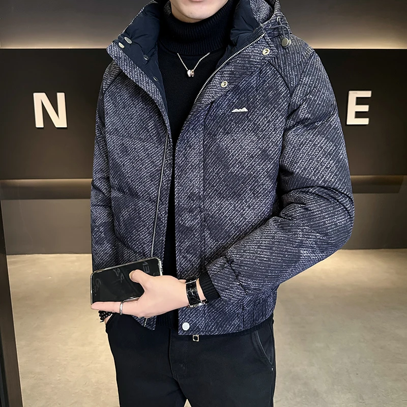 潮牌轻奢高端男士外套男秋冬款男装百搭时尚轻薄连帽男款羽绒服男