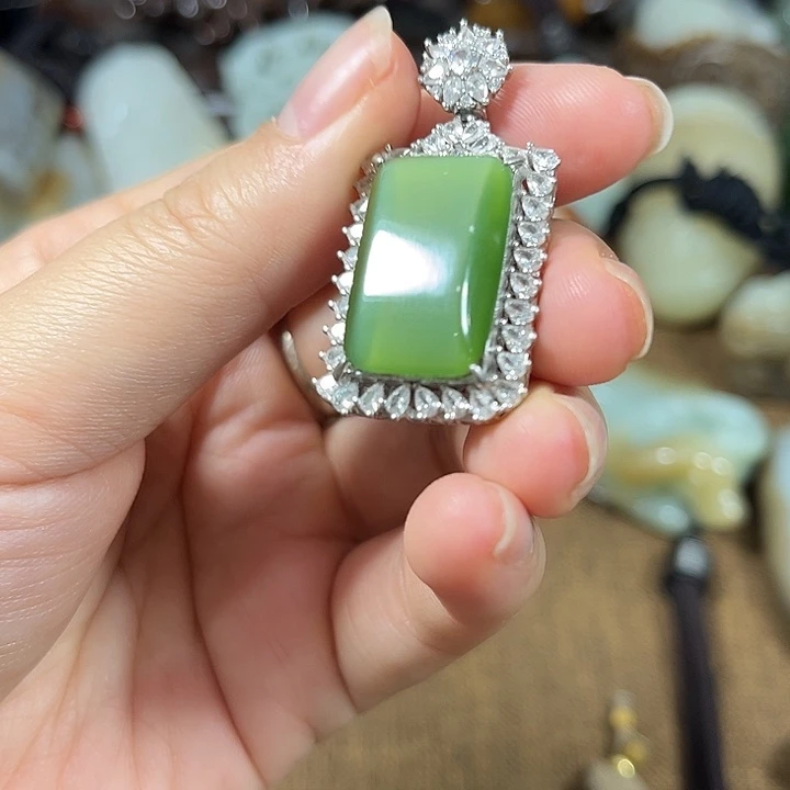 和田玉银S925镶嵌颈饰