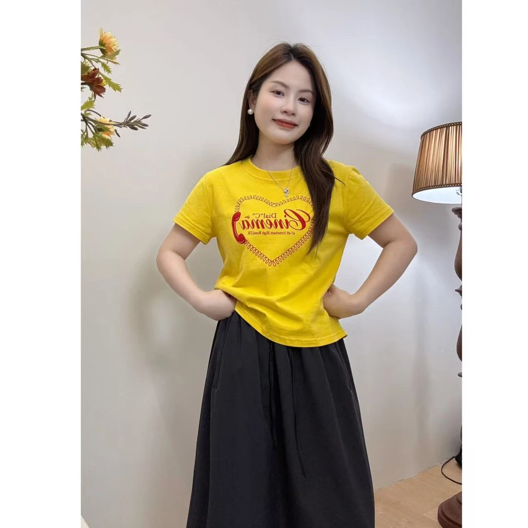 小个子纯棉短袖常规款宽松型美式T恤夏季宽松百搭休闲显瘦时尚