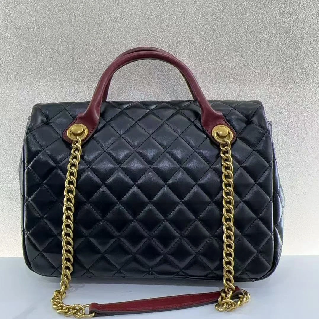 2025新款真皮女包红双手提公文包黑色GN010黑色30cm