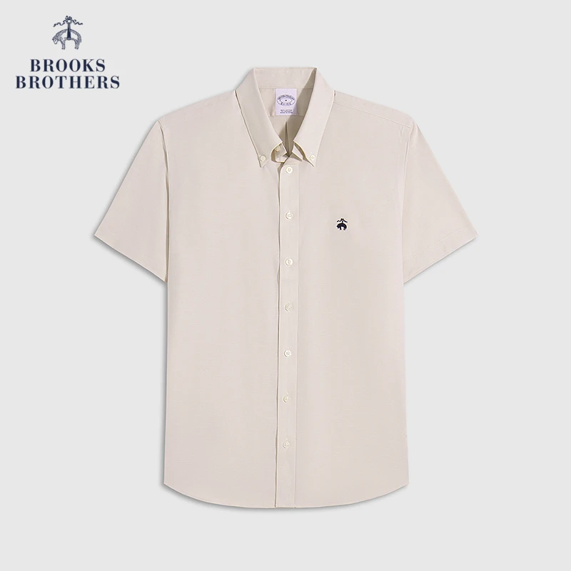 Brooks Brothers/布克兄弟男士25春夏新款牛津纺刺绣logo短袖衬衫