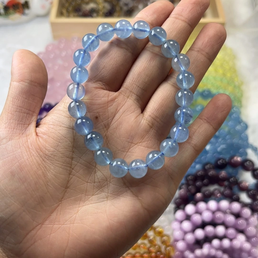 水晶手链未镶嵌人**味8mm 海蓝宝 拍两单一条