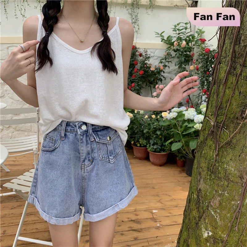 2025年新款小清新简约V领吊带上衣女百搭白色背心外穿