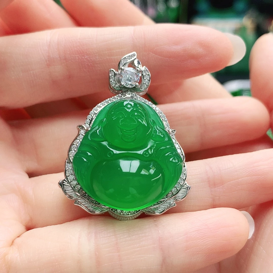 玛瑙/玉髓银S925镶嵌吊坠