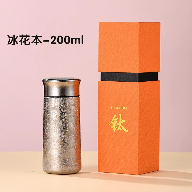 内外纯钛保温杯男女士迷你小巧便携口袋水杯小容量泡茶钛杯带茶隔