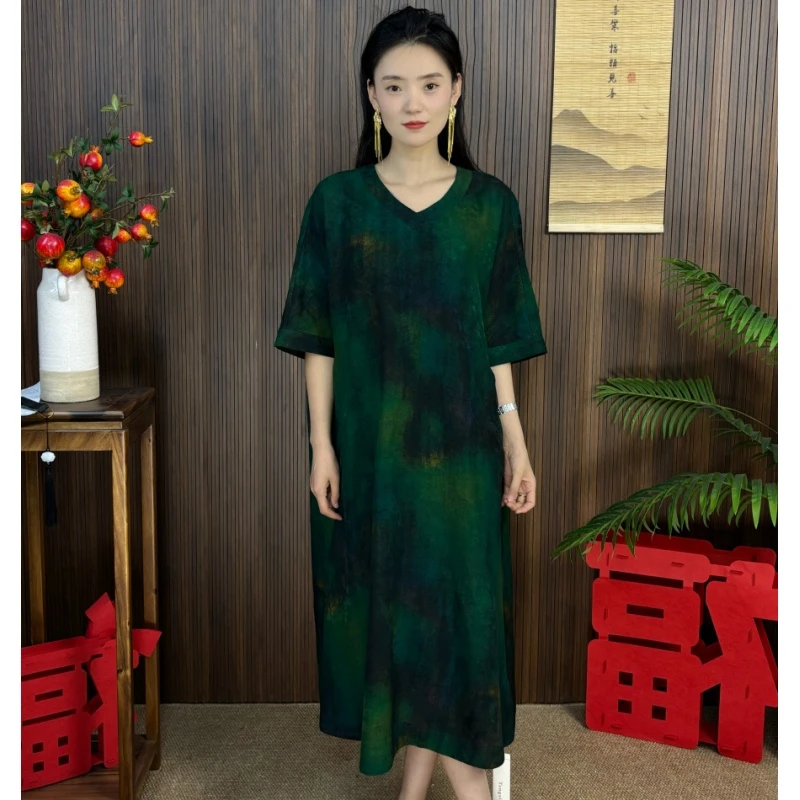 遇裳（9973）100%桑蚕丝香云纱扎染绞罗大袍子女连衣裙