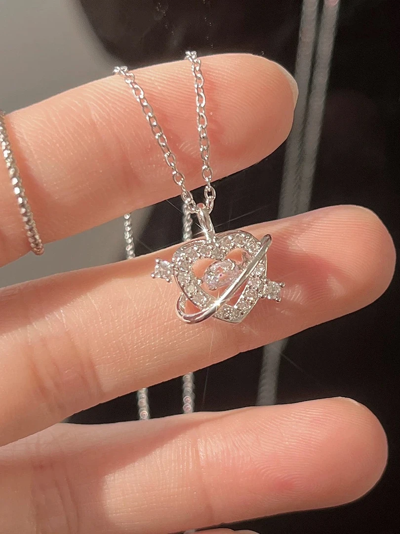 钛钢项链 一箭穿心项链女轻奢灵动爱心小众高级感满钻一鹿有你