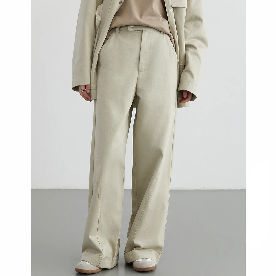 「青和月服饰」秋季卷边直筒裤