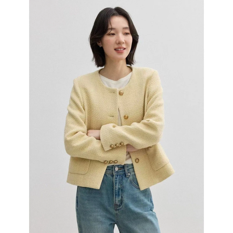 高级感宽松型花瓣袖加绒加厚款小香风街头潮人女士短外套春季成人