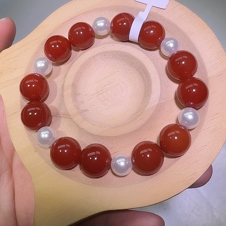 石英质玉（非洲翠）未镶嵌手链天然红玛瑙手链12mm