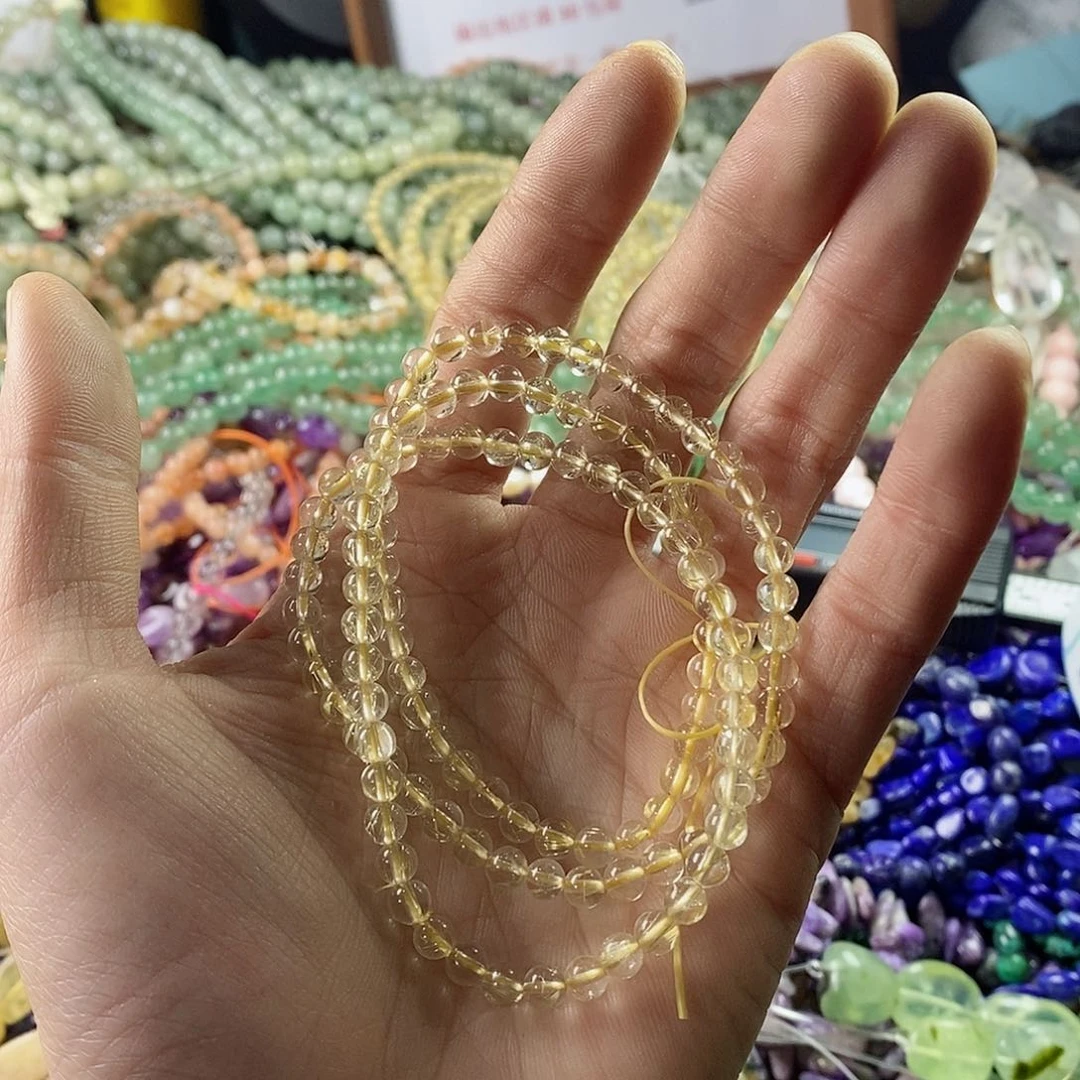 玛瑙/玉髓珠宝半成品未镶嵌哆***嗦一条净体金发晶A225