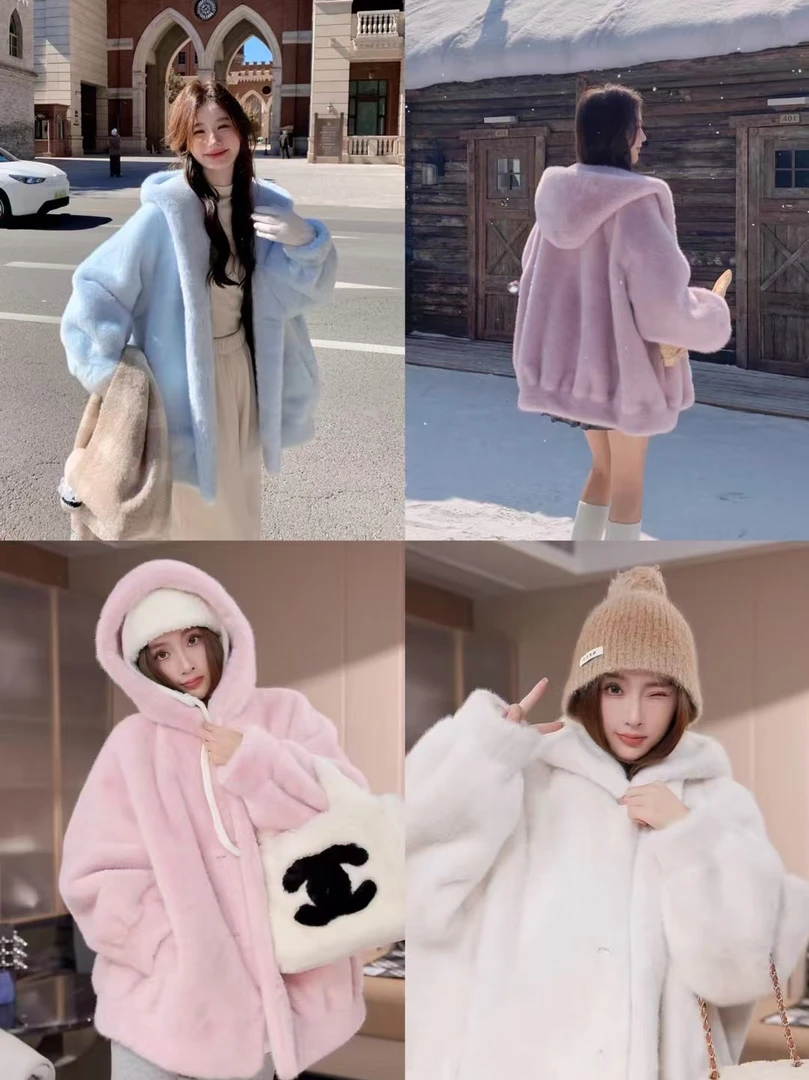 （加厚版）糖果色帽子外套女毛毛外套06