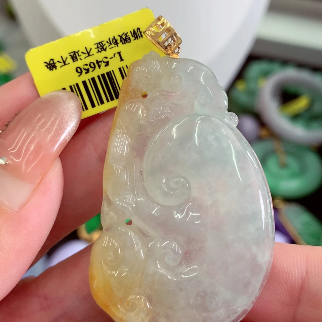 翡翠18K金镶嵌吊坠(不含链)