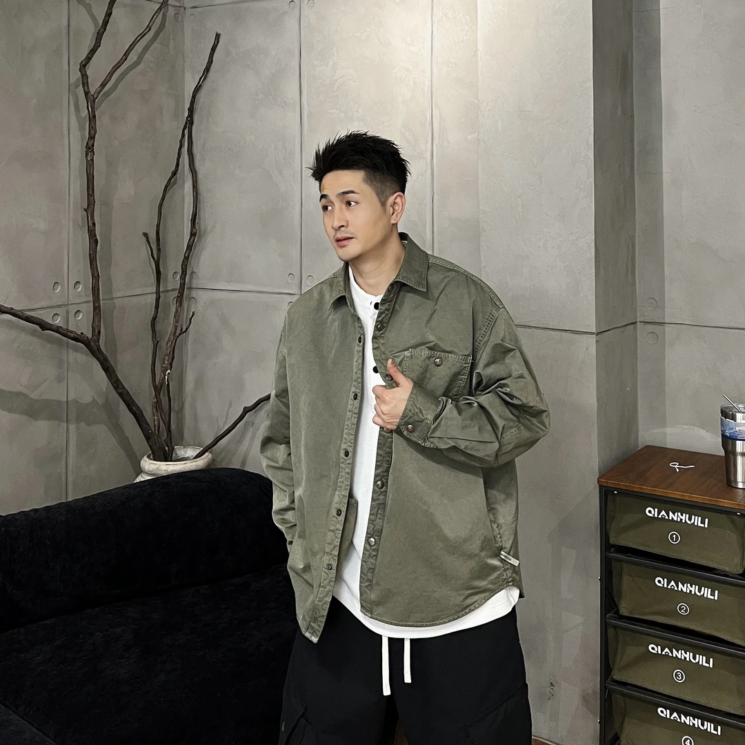 到位男装25ss春夏日系金属质地棉涤百搭休闲衬衫外套C671