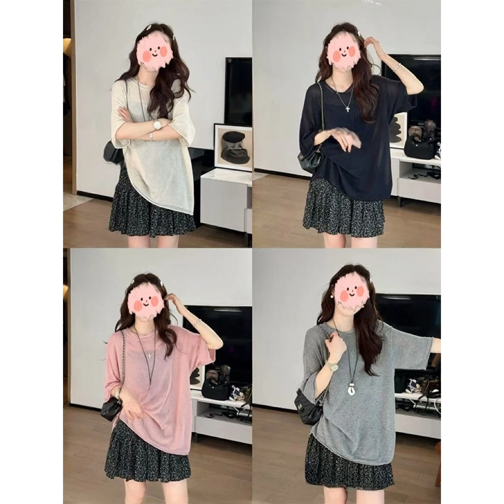 2025夏季新款韩版松弛感穿搭慵懒风百搭短袖上衣纯色宽松显瘦T恤