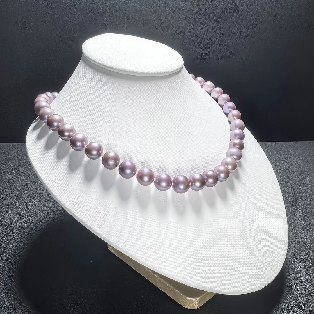 A22淡水爱迪生紫珍珠925银镶嵌珍珠项链 9-11mm（多样性发其一）