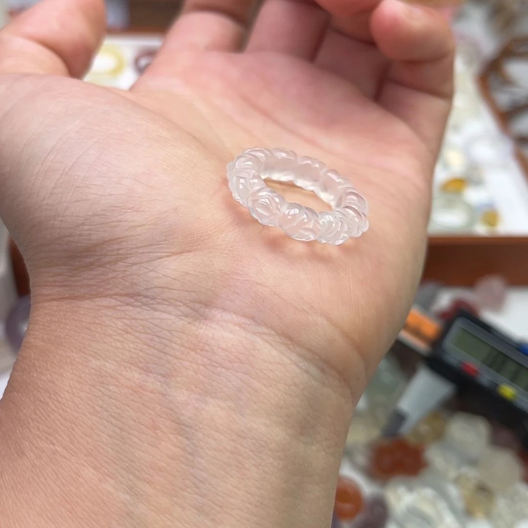 玛瑙/玉髓合金戒指玫瑰戒指直径16.2