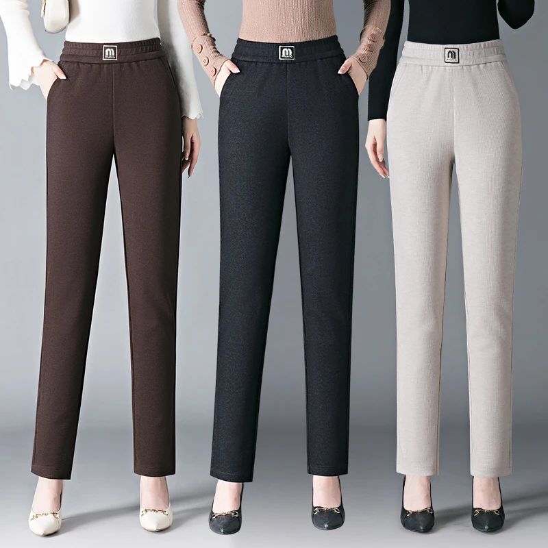 哈伦裤2025秋冬新款松紧高腰直筒裤百搭中年妈妈休闲老爹萝卜裤潮