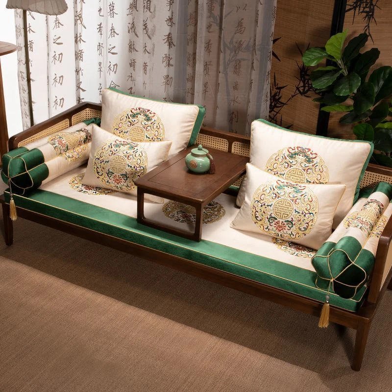 绒布坐垫中式罗汉床沙发垫防滑红木座垫家用实木家具垫子支持定制