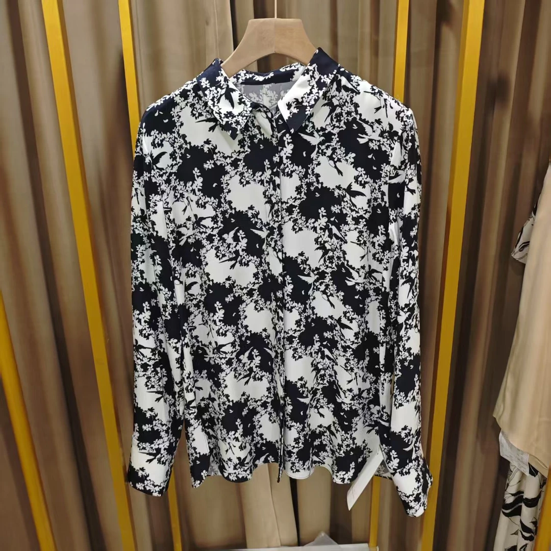 01599C翻领印花蚕丝衬衣