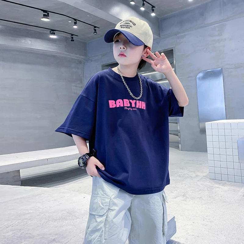 男童夏季潮牌短袖t恤2025新款男孩夏运动宽松帅气K242TX4338