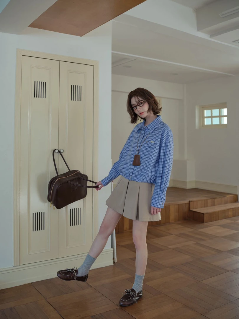 美美推荐25202春季新款下摆抽绳休闲纯色翻领长袖衬衫