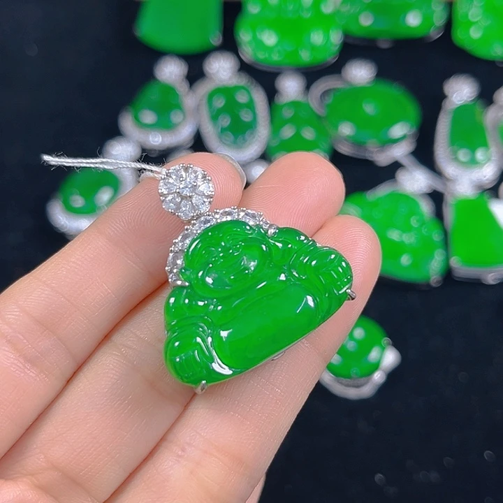 翡翠银S925镶嵌吊坠(不含链)