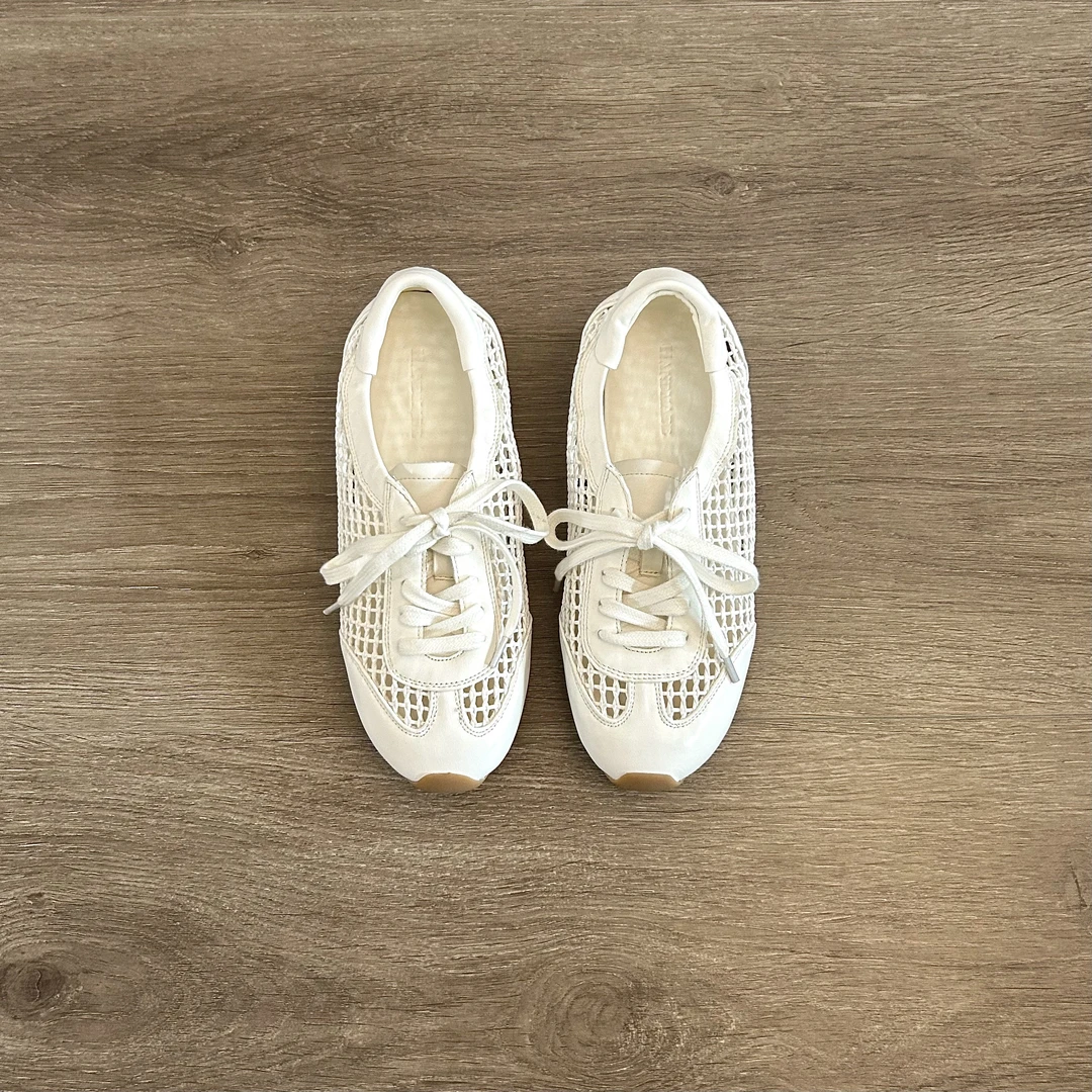 Dannyfrey夏季时尚透气休闲系带女鞋2025新款内增高百搭小白鞋