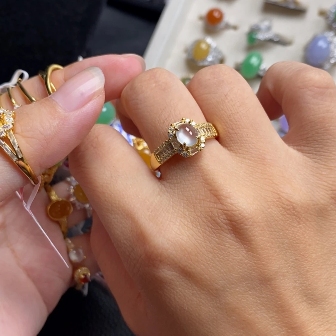 ****儿翡翠戒指银S925镶嵌