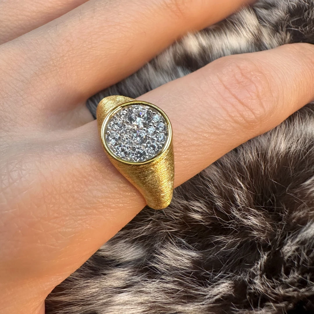 足银合成锆石戒指 意大利手工拉丝轻奢镶嵌款百搭高级戒指