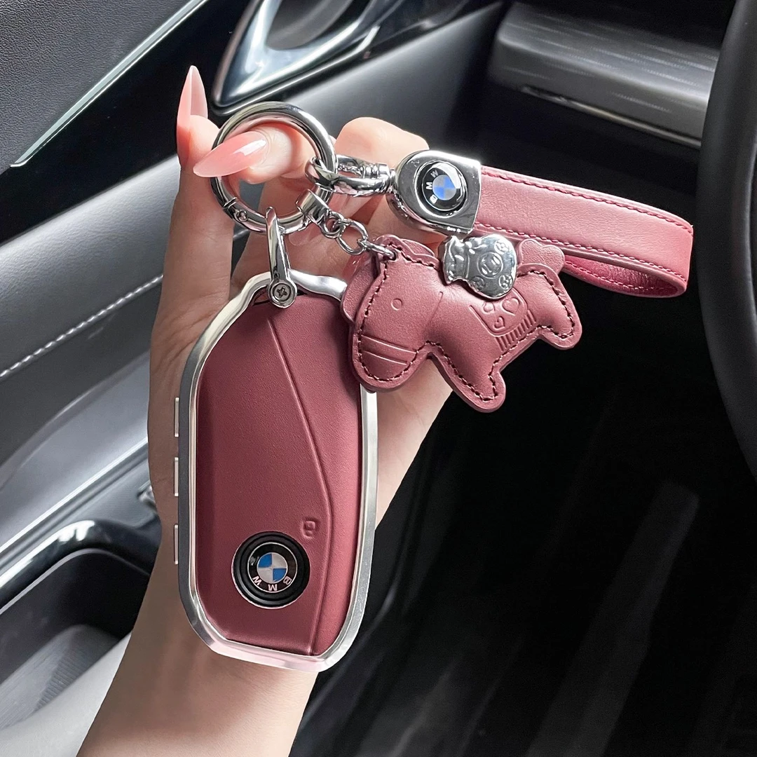 适用于宝马钥匙套5系530li车x1x2x3x5x6x7系新款保护壳真皮金属扣