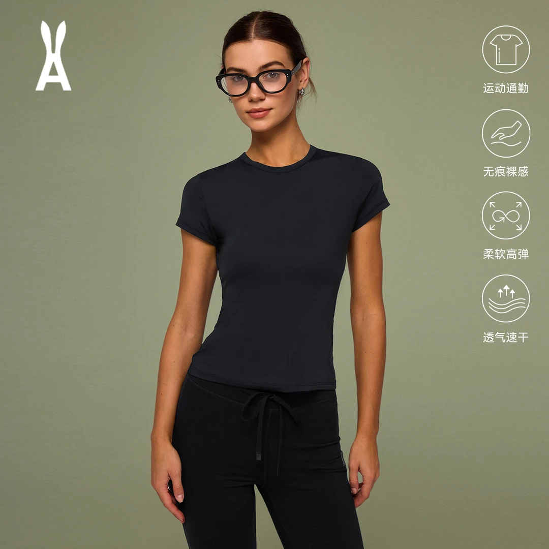 安欧兔anodeto裸感针织运动修身T恤短袖｜百搭触肤凉感极简显身材