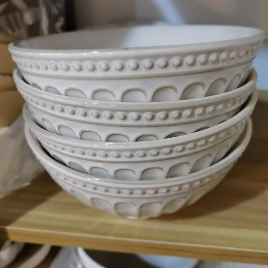 盘瓷片微瑕珠点面碗四个一组