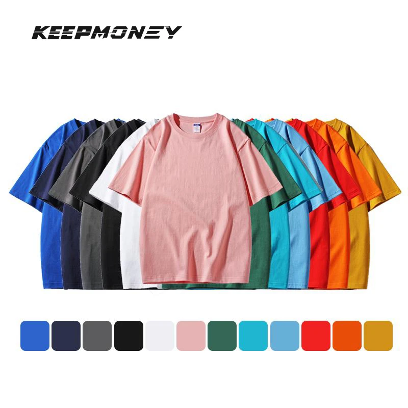 KeepMoney【新店新品】男女通用纯色短袖圆领可定制图案T恤潮流百搭