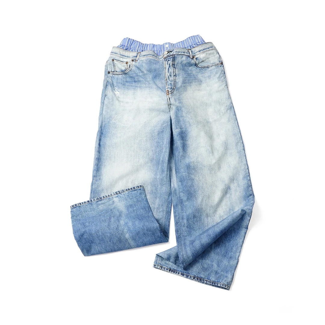 CHENXI【拼接假两件长裤】拼接假两件中腰宽松直筒长裤FC5LB0746