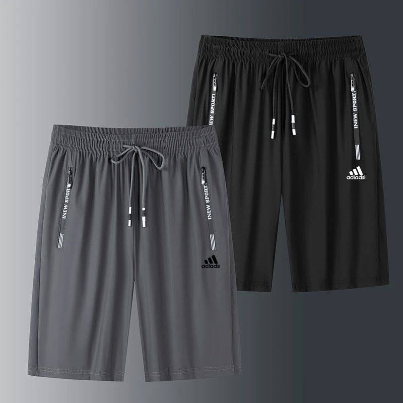 阿迪精选短裤夏季男士薄款大码冰丝五分裤休闲百搭透气运动沙滩裤