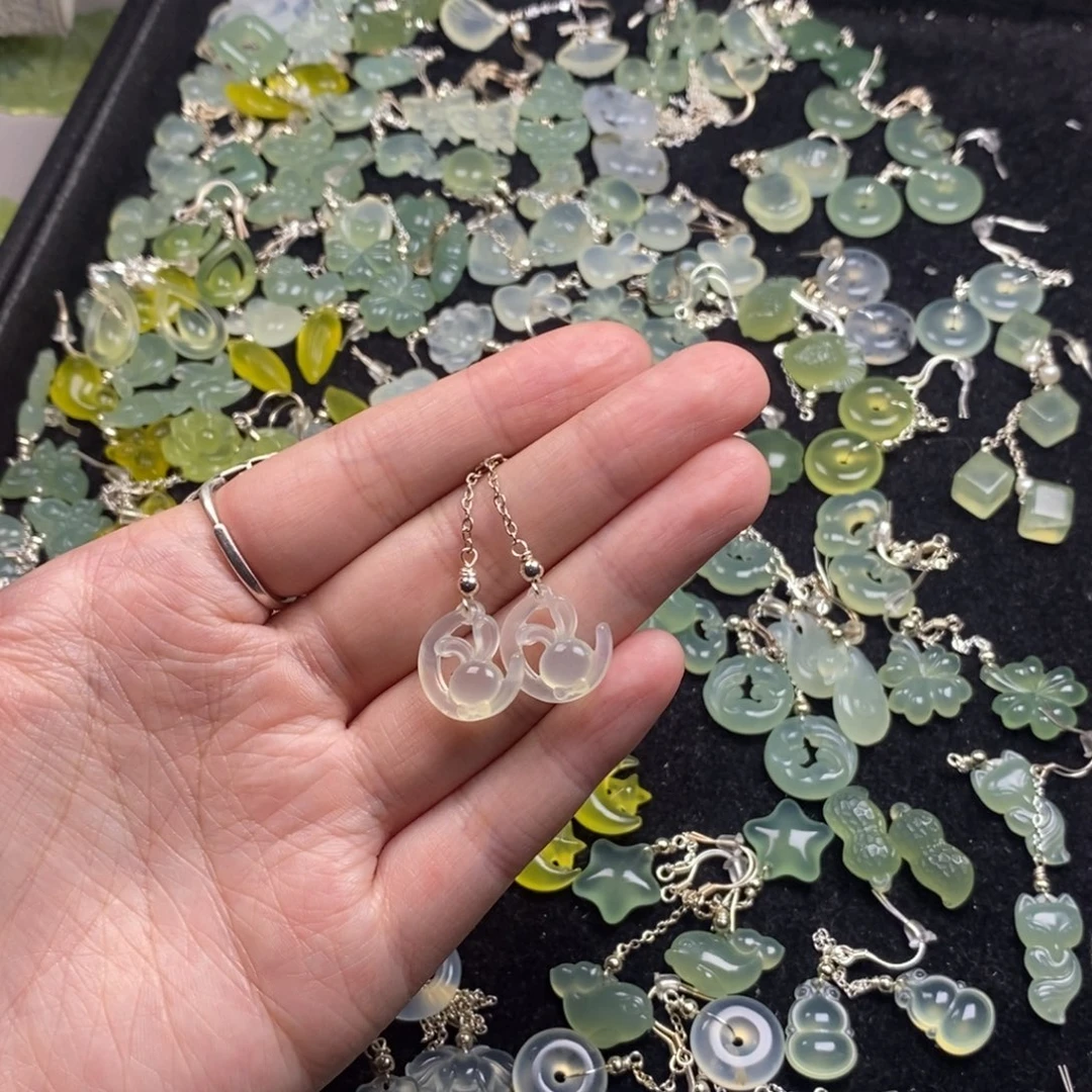 蛇纹石玉未镶嵌挂件耳饰耳环项链