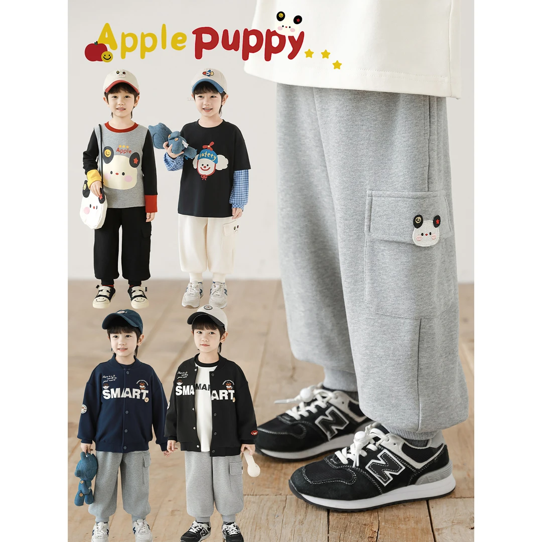 幼悠男童秋装飞耳狗工装裤小童休闲裤潮酷痞帅童装宝宝裤子N6338