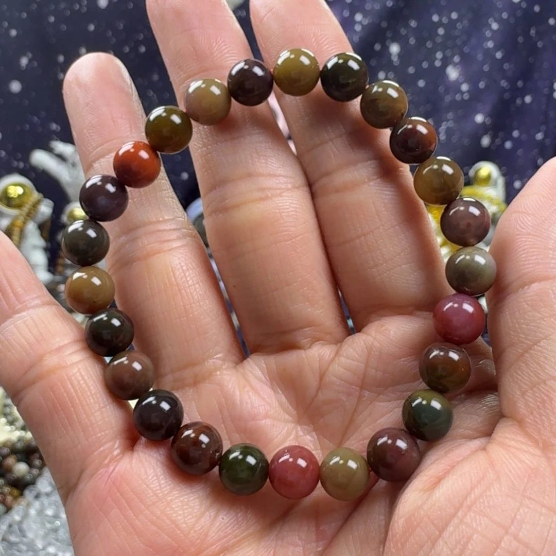 玛瑙/玉髓手串未镶嵌喵****?彩色盐源玛瑙手串