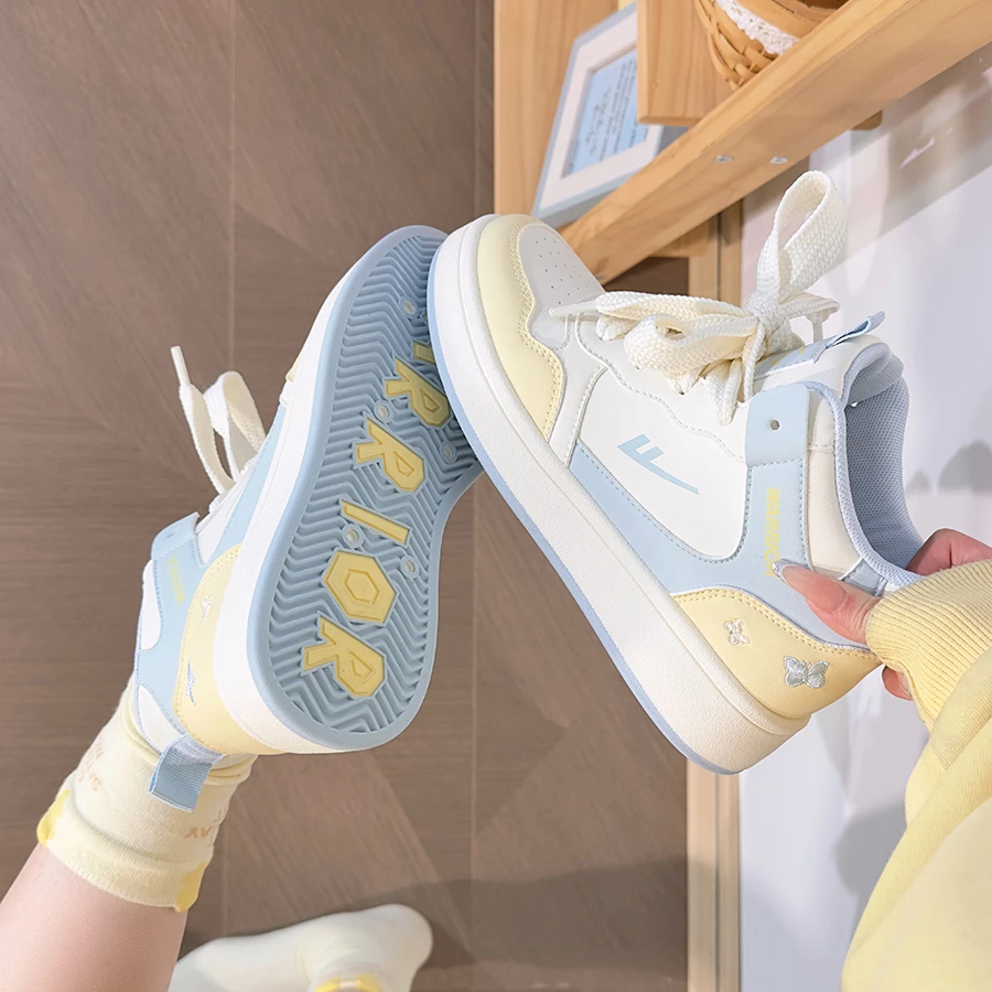 回力厚底高帮女鞋蝴蝶小白鞋女2025新款百搭韩版板鞋多巴胺休闲鞋