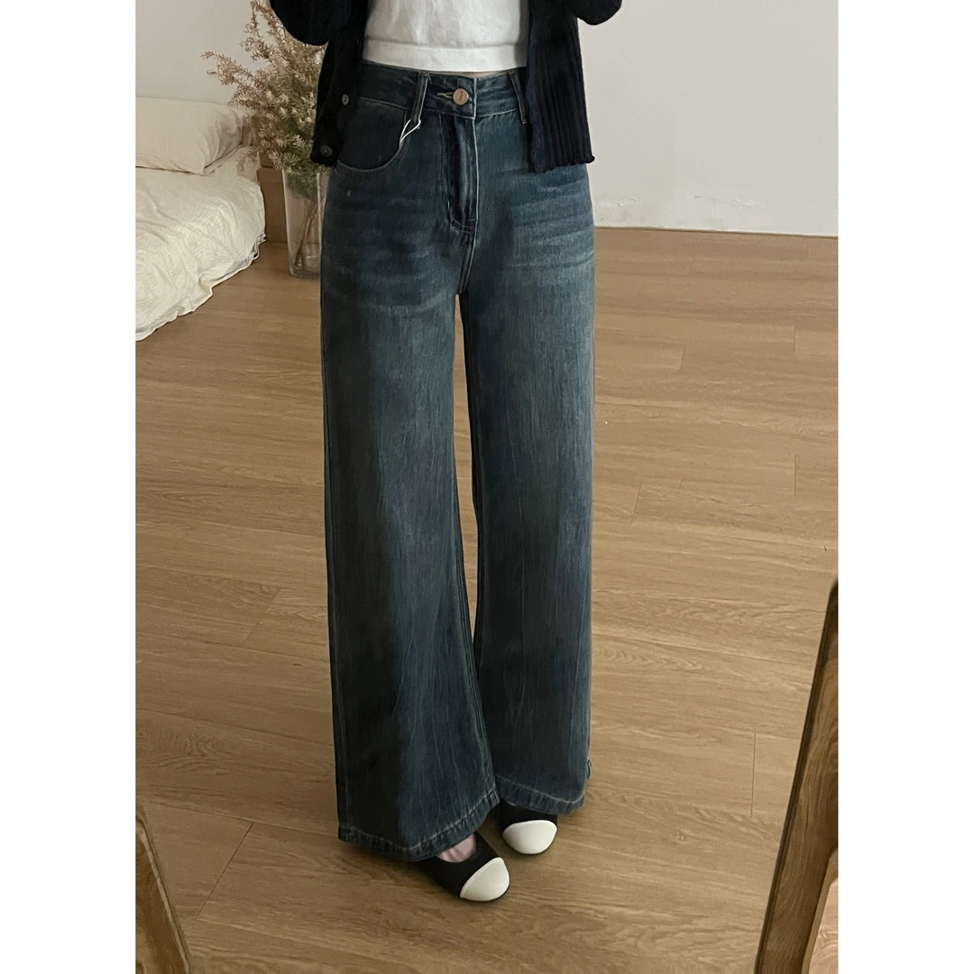 3049#版型巨正！复古蓝百搭直筒豆腐牛仔裤