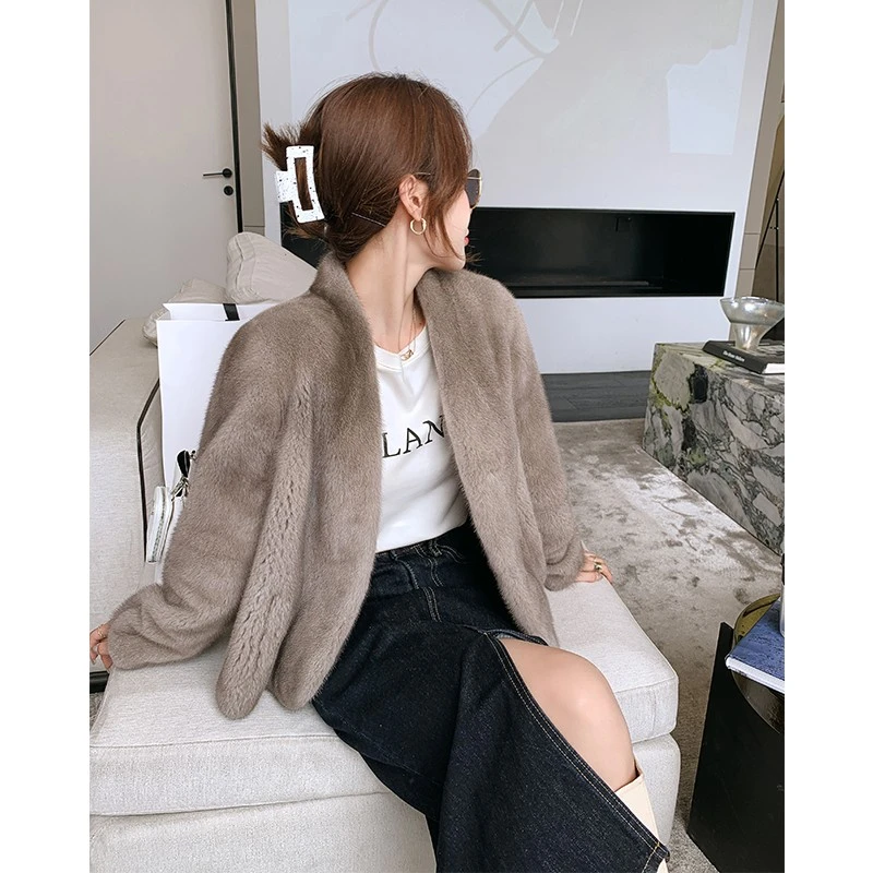 【颖儿】海宁整貂天鹅绒级水貂毛皮草外套女貂皮秋冬