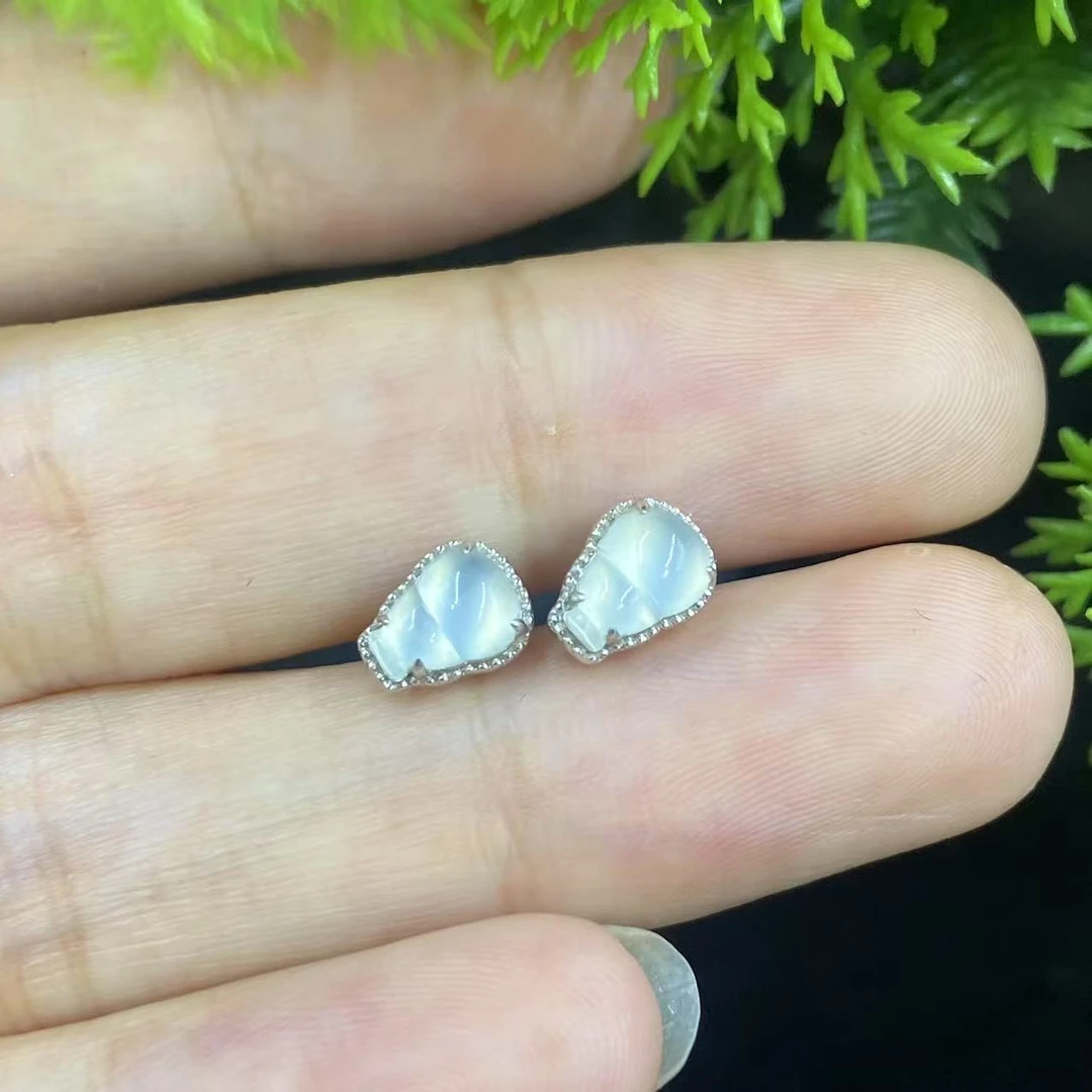 女神节翡翠耳饰18k金镶嵌--葫芦耳钉LS-5