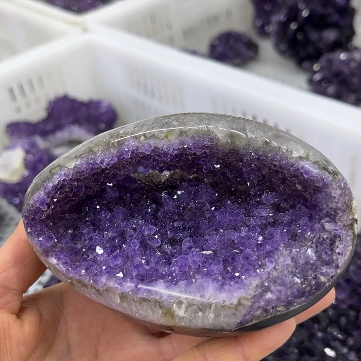 珠宝半成品水晶未镶嵌路路通紫晶蛋