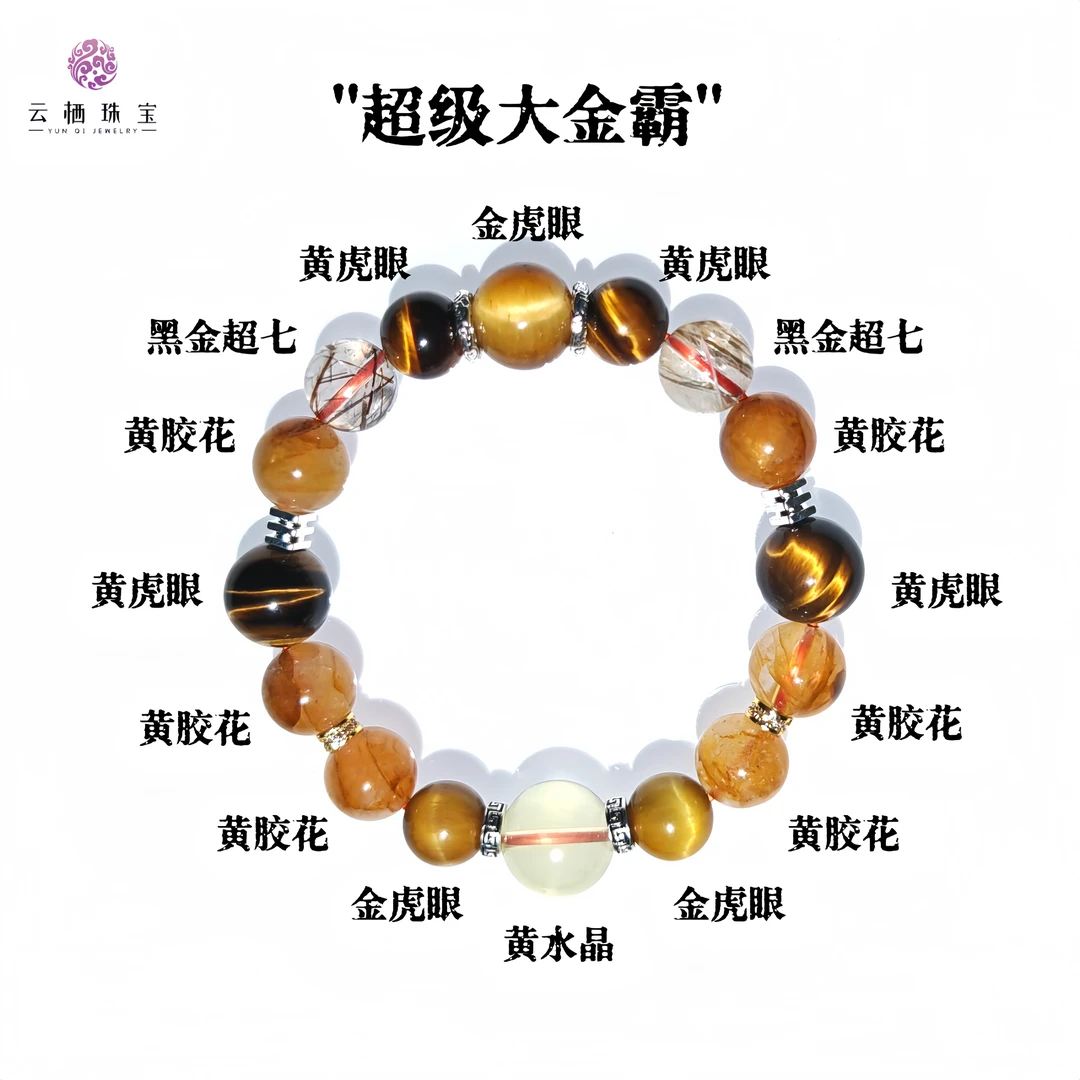 【超级大金霸】 天然黄水晶 黄胶花 黑金超七 多样性发其一