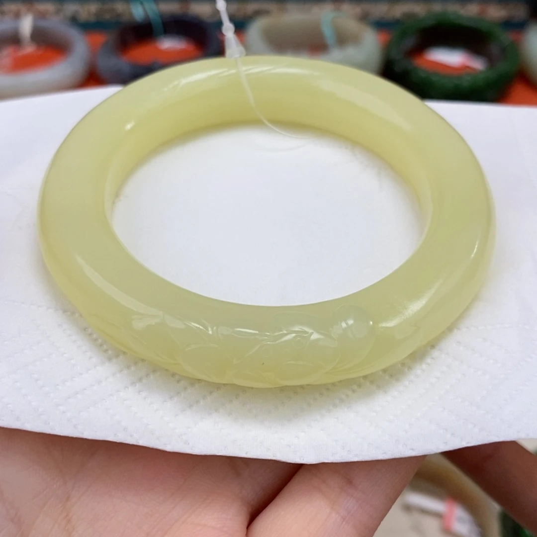 和田玉手镯未镶嵌新疆若羌黄口手镯54.5#
