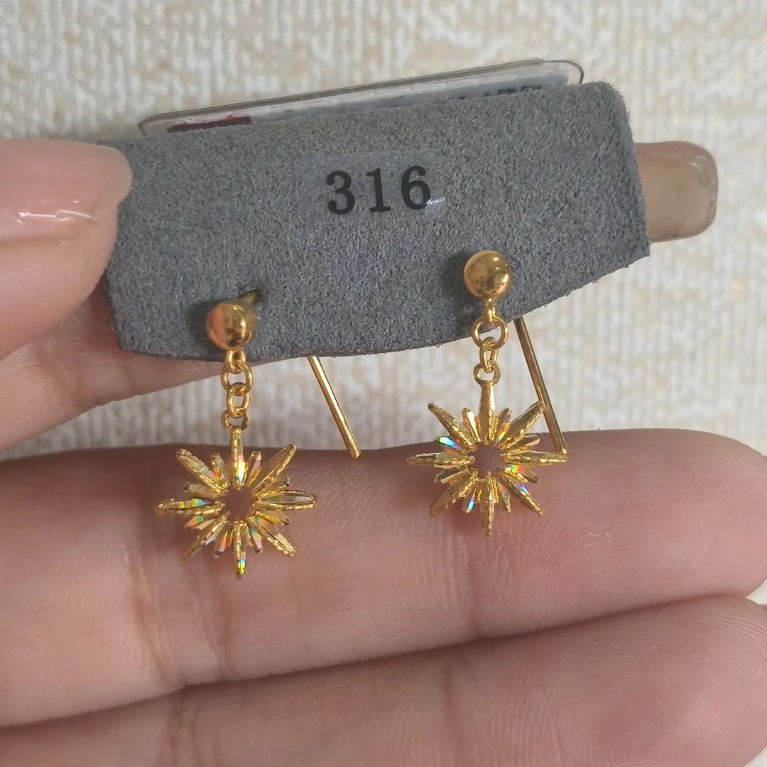 足金999太阳花耳钩2.75