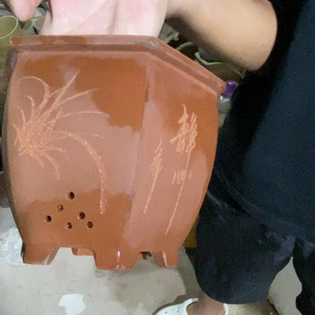紫砂花盆瑕疵口径20 17