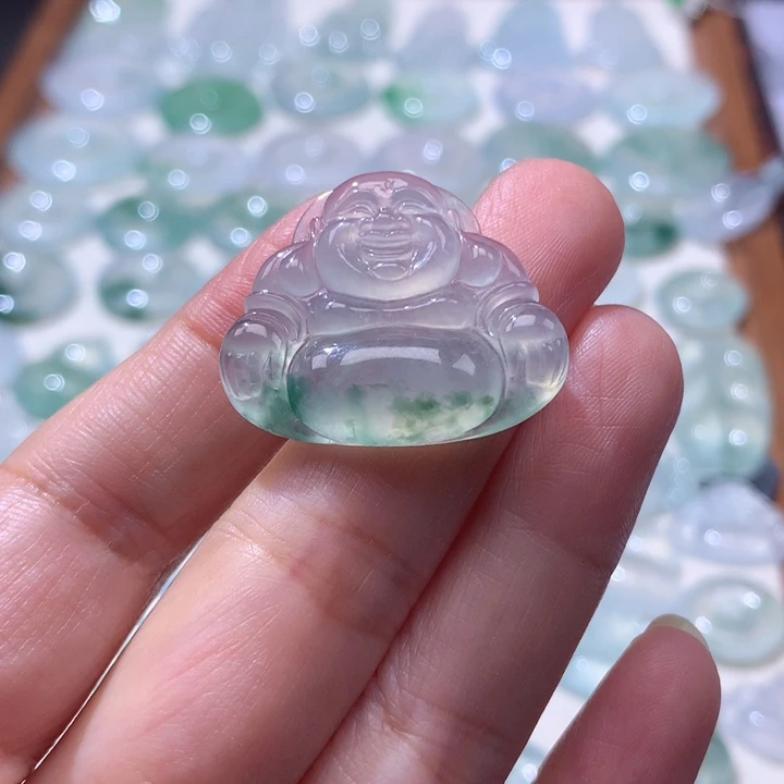 颈饰未镶嵌翡翠冰种飘花佛公