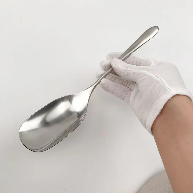 出口品质加厚304分餐勺子盛米饭勺公用勺分菜勺方头搅拌勺沙拉勺